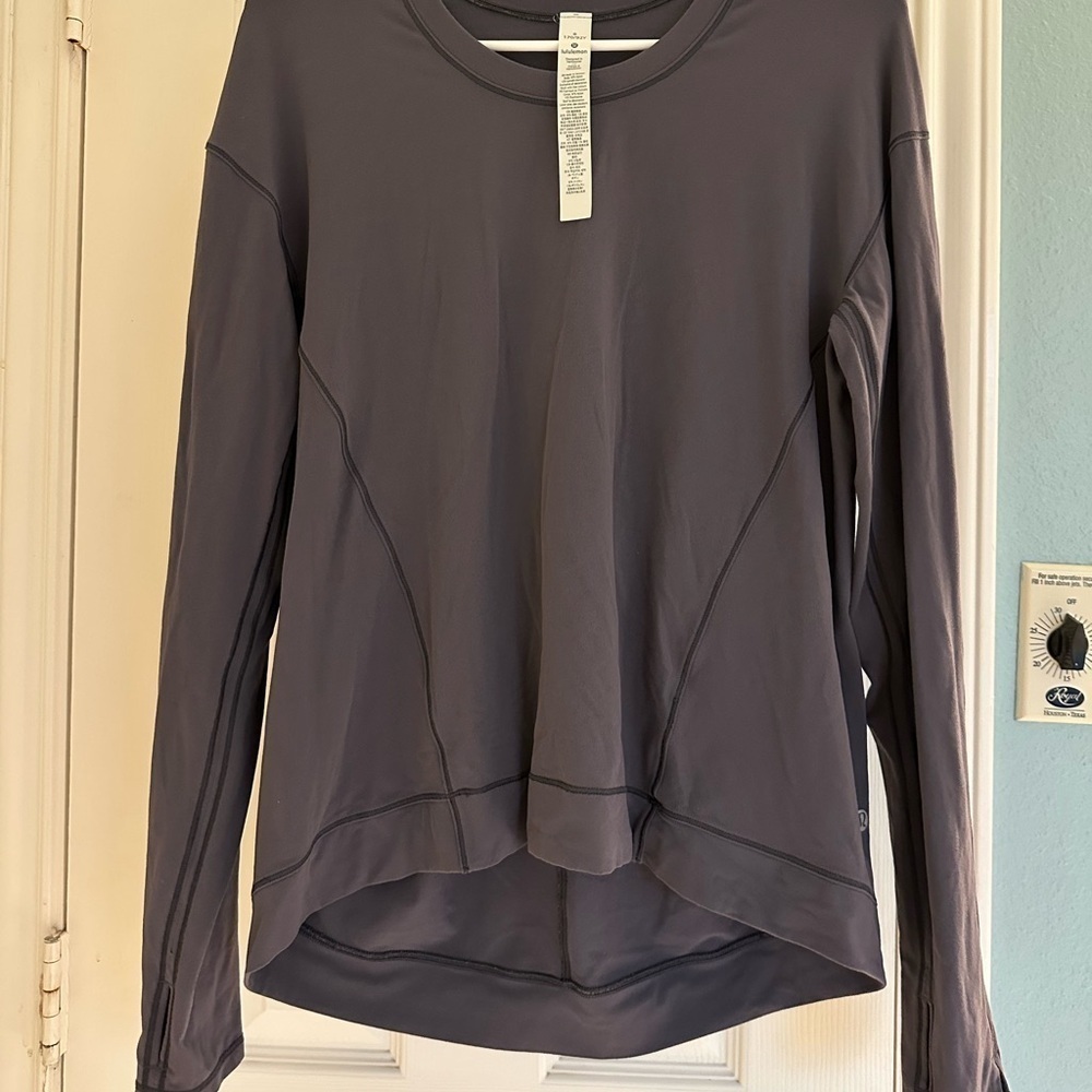 Lululemon Then Now To Long Sleeve *Rulu Soft Size 8 Moonwalk Gray